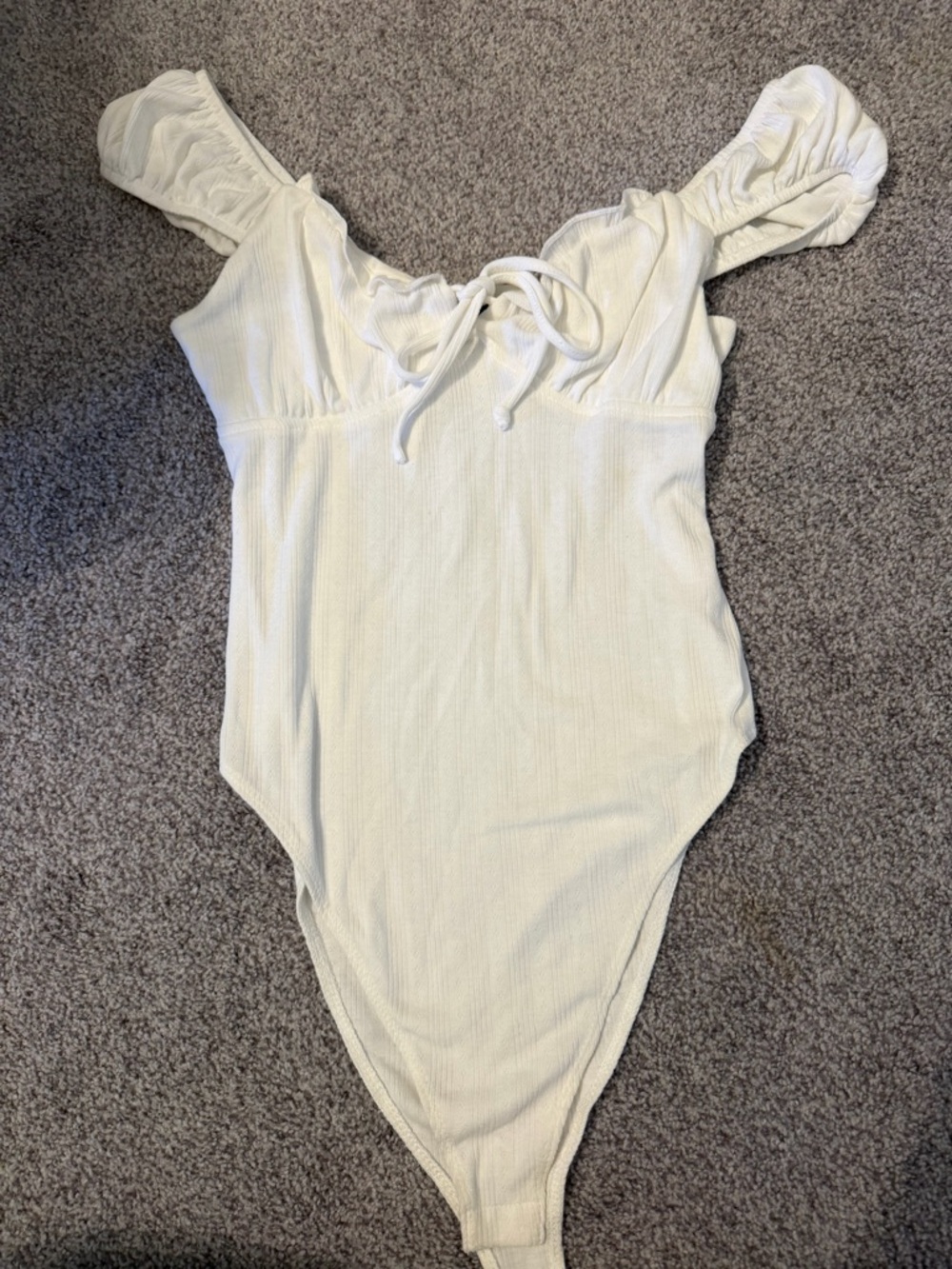 wild fable Cream Ruffle Strap One-Piece Bodysuit